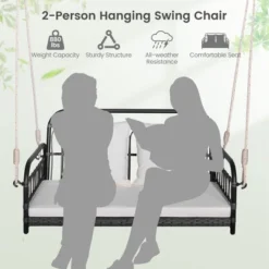 Costway Patio Swing Chair 2-Person Hanging Seat Outdoor Wicker Loveseat Cushioned Porch 15 Costway Patio Swing Chair 2-Person Hanging Seat Outdoor Wicker Loveseat Cushioned Porch -Costway GUEST 93f3f15e 1f63 41be adc0 78e767c393fc