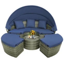 Costway Patio Rattan Daybed Outdoor Sectional Seating With Side Table & Retractable Canopy -Costway GUEST 943e41ac 4158 477f a47f 5b663b963670
