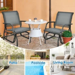 Costway 2PCS Patio Swing Glider Chair Single Rocking Chair Yard Outdoor Grey -Costway GUEST 945c7e79 ba79 48ef abde 3b52ad8e6745