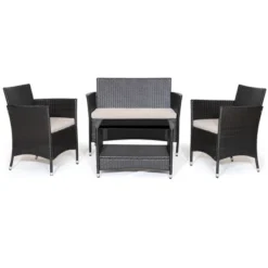 Costway 4PCS Patio Rattan Furniture Set Armrest Cushion Sofa Coffee Table WithShelf Garden 13 Costway 4PCS Patio Rattan Furniture Set Armrest Cushion Sofa Coffee Table WithShelf Garden -Costway GUEST 947eb4dd 0e02 48d2 8098 6615ec5017a2