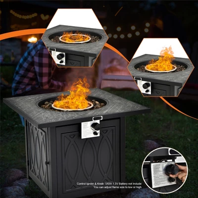 Costway 32'' Propane Fire Pit Table Square Tabletop W/Lava Rocks Cover 50,000 BTU 9 Costway 32'' Propane Fire Pit Table Square Tabletop W/Lava Rocks Cover 50,000 BTU - Image 9