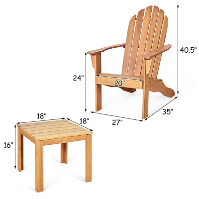 Costway 3PCS Patio Adirondack Chair Table Set Garden Deck Furniture 1 Costway 3PCS Patio Adirondack Chair Table Set Garden Deck Furniture