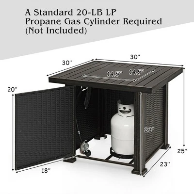 Costway 30" Gas Fire Pit Table 50,000 BTU Square Propane Fire Pit Table W/ Cover 2 Costway 30" Gas Fire Pit Table 50,000 BTU Square Propane Fire Pit Table W/ Cover - Image 2