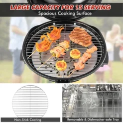 Costway Portable 1600W Electric BBQ Grill With Temperature Control & Grease Collector Red/Black -Costway GUEST 958eba07 b227 45fc a26a 2c63bebf4e2d