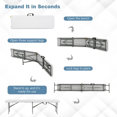 Costway 6 FT Portable Folding Bench Outdoor Picnic Bench 550 Lbs Limited For Dining 9 Costway 6 FT Portable Folding Bench Outdoor Picnic Bench 550 Lbs Limited For Dining - Image 9