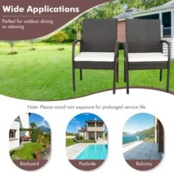 Costway 7PCS Patio Wicker Dining Set Cushion Armchairs Acacia Wood Table With Umbrella Hole -Costway GUEST 9623bdc4 1f79 41e5 99ac 7490bb124857 1