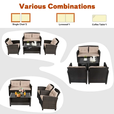 Costway 8pcs Patio Rattan Conversation Set Cushioned Outdoor Furniture Set 7 Costway 8pcs Patio Rattan Conversation Set Cushioned Outdoor Furniture Set - Image 7