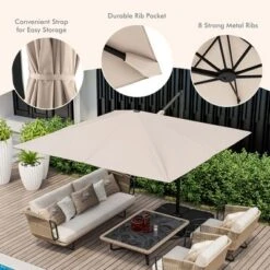 Costway Patio 9.5FT Square Cantilever Offset Hanging Umbrella 2-Tier 360° Outdoor Beige/ Coffee/Navy 19 Costway Patio 9.5FT Square Cantilever Offset Hanging Umbrella 2-Tier 360° Outdoor Beige/ Coffee/Navy -Costway GUEST 968066d1 76b4 465e aaac e19273639cbf
