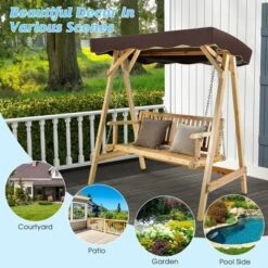 Costway 2 Person Wooden Garden Canopy Swing A-frame With Weather-resistant Canopy -Costway GUEST 96b4e46d 473b 4f10 ad9d 8de76fd2dfe9