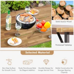 Costway 3 PCS Outdoor Acacia Wood Patio Dining Table Bench Set With 2'' Umbrella Hole -Costway GUEST 96c0a240 9512 4ad4 b9a1 3d7b2593b979