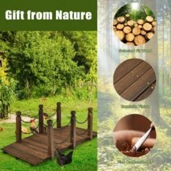 Costway 5 Ft Wooden Garden Bridge Arc Footbridge Stained Finish Walkway W/Rails -Costway GUEST 96d0c4e9 b44c 4b6f 85ba d89ef2f6198d
