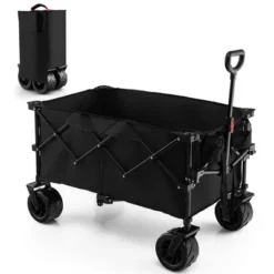 Costway Folding Collapsible Wagon Utility Garden Cart W/ Wide Wheels Adjustable Handle -Costway GUEST 974f62d2 2b68 4e50 a48d 0b5d4a326206