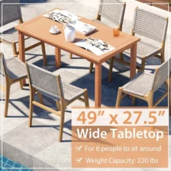 Costway Patio Rectangle Dining Table Teak Wood Spacious Slatted Tabletop Outdoor Up To 6 -Costway GUEST 977520ae 01f6 4a9c 951b 9ee4d13b061a