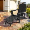 Costway Patio Folding Adirondack Chair HDPE All-Weather Pull-Out Ottoman WhiteBlackCoffeeGrayTurquoise