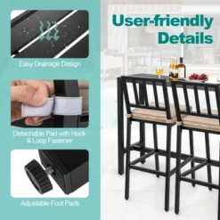 Costway 3PCS Patio Dining Table Set Metal Bar Table & Chairs Set With Cushion -Costway GUEST 97f886cc 8573 476f b147 e1c487223477