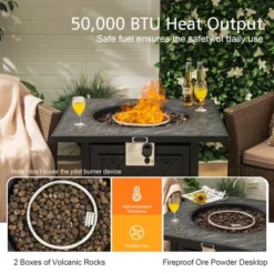 Costway 32'' Propane Fire Pit Table Square Tabletop W/Lava Rocks Cover 50,000 BTU 13 Costway 32'' Propane Fire Pit Table Square Tabletop W/Lava Rocks Cover 50,000 BTU -Costway GUEST 98065fdd 8c04 44a0 a2f4 5b3a705980fe