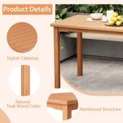 Costway Patio Rectangle Dining Table Teak Wood Spacious Slatted Tabletop Outdoor Up To 6 -Costway GUEST 9823ff5d 48df 40d7 bb1a 0ccff6c5785a
