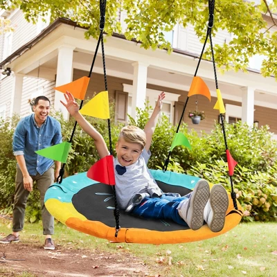 Costway 40'' Flying Saucer Tree Swing Indoor Outdoor Swing W/Hanging Strap Helicopter 1 Costway 40'' Flying Saucer Tree Swing Indoor Outdoor Swing W/Hanging Strap Helicopter