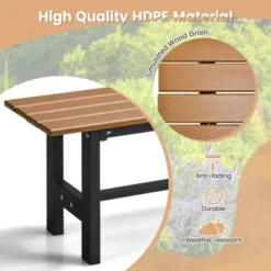 Costway 2PCS Outdoor HDPE Bench With Metal Frame 47'' X 14'' X 16'' For Yard Garden Brown/Black/Gray -Costway GUEST 9861c903 ee96 4353 97c4 f9bcc708608f
