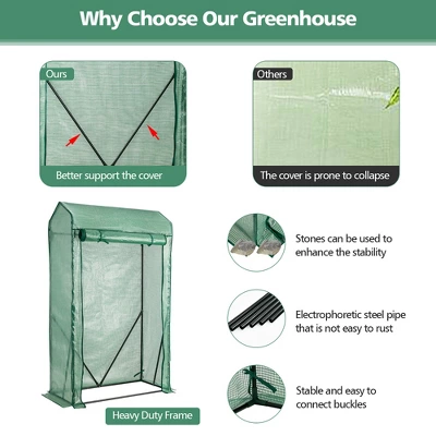 Costway 39'' X 20'' X 67'' Walk-in Garden Greenhouse Hot House Tomato Plant Warm House 8 Costway 39'' X 20'' X 67'' Walk-in Garden Greenhouse Hot House Tomato Plant Warm House - Image 8