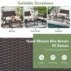 Costway 4PCS Patio Rattan Wicker Rocking Chairs Loveseat Table Rocker Set Cushions Porch -Costway GUEST 98f7c57e 98b0 40eb 868c 6a3202a34f15