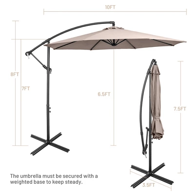 Costway 10 FT Patio Offset Umbrella W/8 Ribs Cross Base Tilt 2 Costway 10 FT Patio Offset Umbrella W/8 Ribs Cross Base Tilt - Image 2