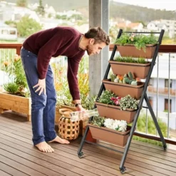 Costway 5-Tier Vertical Raised Garden Bed Elevated Planter With Wheels & Container Boxes Brown 11 Costway 5-Tier Vertical Raised Garden Bed Elevated Planter With Wheels & Container Boxes Brown -Costway GUEST 99346c7e aa9d 4832 8b08 8143c8dfdc1d