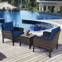 Costway 3PCS Outdoor Rattan Conversation Set Patio Garden Cushioned Sofa Chair -Costway GUEST 999bacf0 c892 4f31 883d e1cf259763ae
