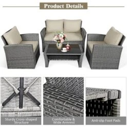 Costway 4PCS Patio Rattan Furniture Set Sofa Table Storage Shelf Cushion 18 Costway 4PCS Patio Rattan Furniture Set Sofa Table Storage Shelf Cushion -Costway GUEST 99d8723c 52d7 41cb a22c 81c114332fbc