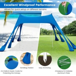 Costway 10 X 10 FT Beach Sunshade Canopy UPF50+ With Carry Bag &8 Sandbags &3 Shovels -Costway GUEST 9a00040a f14a 4073 9728 628d4fe4a500