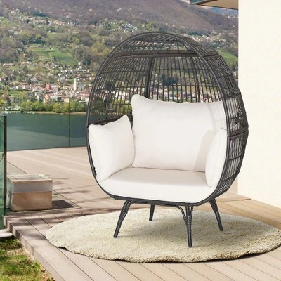 Costway Patio Oversized Rattan Wicker Egg Chair Lounge Basket 4 Cushion Indoor & Outdoor 1 Costway Patio Oversized Rattan Wicker Egg Chair Lounge Basket 4 Cushion Indoor & Outdoor