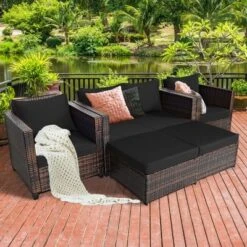 Costway 5PCS Patio Rattan Furniture Set Loveseat Sofa Ottoman Cushioned RedWhite 28 Costway 5PCS Patio Rattan Furniture Set Loveseat Sofa Ottoman Cushioned RedWhite -Costway GUEST 9b33ed2c e015 47b2 85d4 74924337702e