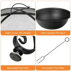 Costway 35.5'' Patio Fire Pit Dining Table Charcoal Wood Burning W/ Cooking BBQ Grate 16 Costway 35.5'' Patio Fire Pit Dining Table Charcoal Wood Burning W/ Cooking BBQ Grate -Costway GUEST 9b3e1584 1a88 4712 8710 dfed4cec1420