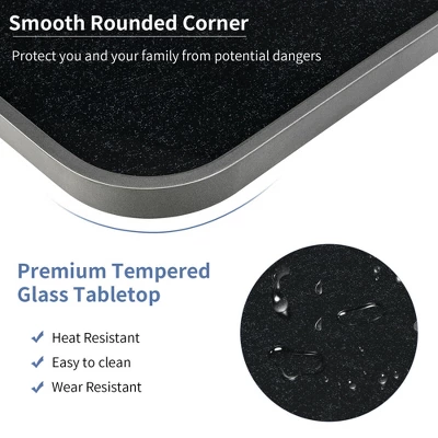 Costway Patio Folding Square Dining Table Aluminum Frame Tempered Glass Top 8 Costway Patio Folding Square Dining Table Aluminum Frame Tempered Glass Top - Image 8