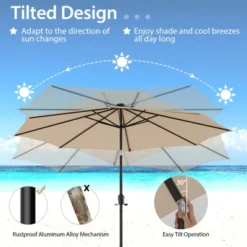 Costway 10 FT 112 LED Solar-Lighted Patio Table Market Umbrella Crank Tilt Outdoor Beige/Coffee/Navy/Wine -Costway GUEST 9c23c004 fbaf 4976 abd9 3fee7c6bee1c