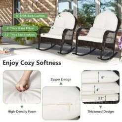 Costway 2PCS Patio Wicker Rocking Chair W/Seat Back Cushions & Lumbar Pillow Balcony -Costway GUEST 9ce0f99b ed5d 4ef6 8903 6d929b36c973