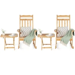 Costway 4PCS Patio Wooden Rocking Chair Bistro Set High Backrest With Folding Side Table 15 Costway 4PCS Patio Wooden Rocking Chair Bistro Set High Backrest With Folding Side Table -Costway GUEST 9d574b86 04c5 4085 bc30 179988112ce1
