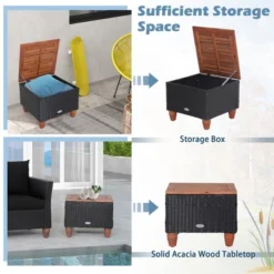 Costway 3PCS Patio Rattan Furniture Set Cushioned Sofa Storage Table With Wood Top Red/Black 13 Costway 3PCS Patio Rattan Furniture Set Cushioned Sofa Storage Table With Wood Top Red/Black -Costway GUEST 9d7828be 44c4 4283 b479 30372c00a469