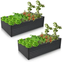 Costway 2 PCS Galvanized Raised Garden Bed Outdoor Planter Box Firewood Rack Log Holder 17 Costway 2 PCS Galvanized Raised Garden Bed Outdoor Planter Box Firewood Rack Log Holder -Costway GUEST 9dae8694 2375 48e5 9584 18e3e110c513