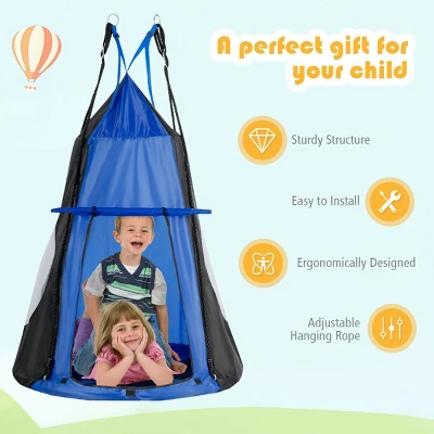 Costway 40'' Kids Hanging Chair Swing Tent Set Hammock Nest Pod Seat 6 Costway 40'' Kids Hanging Chair Swing Tent Set Hammock Nest Pod Seat - Image 6