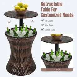 Costway Patio Rattan Cooler Bar Table Cocktail Coffee Table Height Adjustable -Costway GUEST 9e5ca579 fb8f 484a abbf eff325ec6a18
