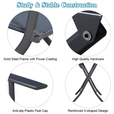 Costway 3PCS Bistro Set Garden Backyard Table Chairs Outdoor Patio Furniture Folding 7 Costway 3PCS Bistro Set Garden Backyard Table Chairs Outdoor Patio Furniture Folding - Image 7