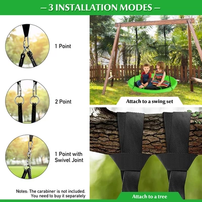 Costway 40'' Nest Tree Swing Outdoor Round Swing For Backyard BlueGreen 2 Costway 40'' Nest Tree Swing Outdoor Round Swing For Backyard BlueGreen - Image 2