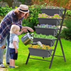 Costway 4 FT Vertical Raised Garden Bed 5-Tier Planter Box For Patio Balcony Flower Herb 12 Costway 4 FT Vertical Raised Garden Bed 5-Tier Planter Box For Patio Balcony Flower Herb -Costway GUEST 9ef1c2b1 f9dd 448d 96a1 bcb54f8fa59f