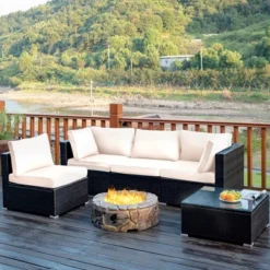 Costway 5PCS Patio Rattan Furniture Set Cushioned Sofa & Chair Coffee Table 23 Costway 5PCS Patio Rattan Furniture Set Cushioned Sofa & Chair Coffee Table -Costway GUEST 9f701e75 515c 4c3c 9c4e f6b9697d92db