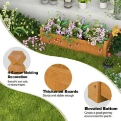 Costway Wooden Rectangular Planter Box Raised Garden Bed For Plants With 4 Corner Drainage 15 Costway Wooden Rectangular Planter Box Raised Garden Bed For Plants With 4 Corner Drainage -Costway GUEST 9f723376 db2d 4b2f 8280 5139d0a33a9d