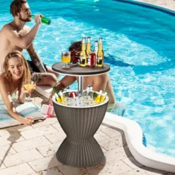 Costway 8 Gallon 3 In 1 Patio Rattan Cooler Bar Table Adjust Ice Bucket BrownBlack 21 Costway 8 Gallon 3 In 1 Patio Rattan Cooler Bar Table Adjust Ice Bucket BrownBlack -Costway GUEST a00aa647 a2fd 46cd b6aa 9052135c5943