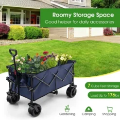 Costway Folding Collapsible Wagon Utility Garden Cart W/ Wide Wheels Adjustable Handle -Costway GUEST a029ceb9 9336 4f02 90bc e697b1a51202