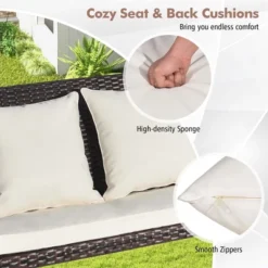 Costway Patio Rattan Porch Swing 2-Person Hanging Chair Cushioned Loveseat For Backyard 14 Costway Patio Rattan Porch Swing 2-Person Hanging Chair Cushioned Loveseat For Backyard -Costway GUEST a064cdc6 9bac 4d52 863d a4be194fb1cd