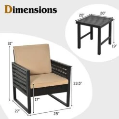 Costway 3PCS Patio Rattan Bistro Furniture Set Cushioned Sofa Chair Coffee Table Garden -Costway GUEST a08173ec 15e5 4b21 bbee c08db33e4248